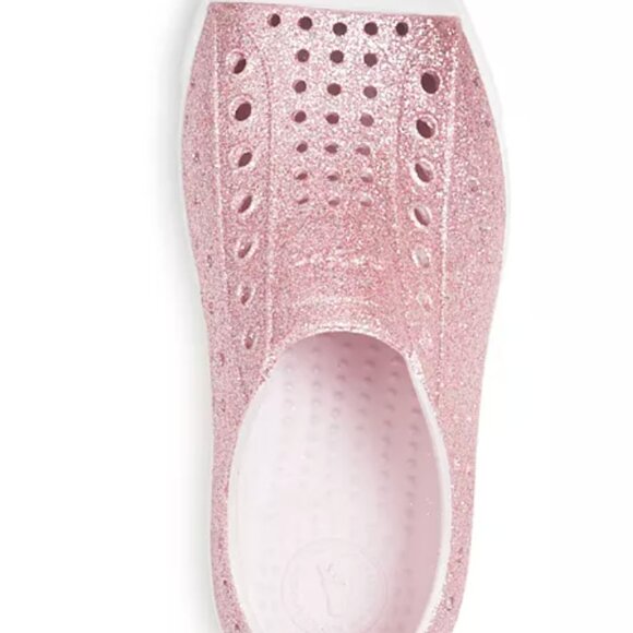 Native Jefferson Bling Glitter Sparkling Pink Perforated Slip-Ons - Picture 2 of 5
